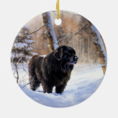 ニューファンドランド、雪のクリスマス セラミックオーナメント (裏面)