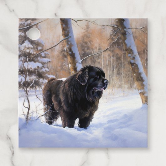 ニューファンドランド、雪のクリスマス フェイバータグ (正面)