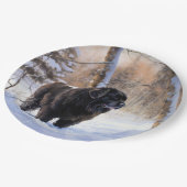 ニューファンドランド、雪のクリスマス ペーパープレート (アングル)