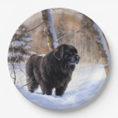 ニューファンドランド、雪のクリスマス ペーパープレート (正面)