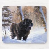 ニューファンドランド、雪のクリスマス マウスパッド (正面)