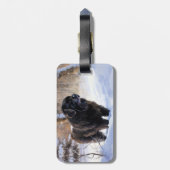 ニューファンドランド、雪のクリスマス ラゲッジタグ (裏面縦)