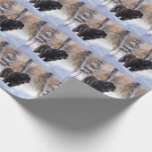 ニューファンドランド、雪のクリスマス ラッピングペーパー (角)