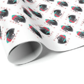 ニューファンドランド(blk)サンタポーズ ラッピングペーパー (ロールコーナー)