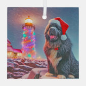 ニューファンドランドNext to Christmas Light house ガラスオーナメント (裏面)