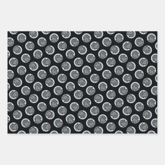 ニューファンド絵を描ランドの黒かわいいオリジナルドッグアート ラッピングペーパーシート (正面3)