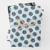 ニューファンド絵を描ランドの黒かわいいオリジナルドッグアート ラッピングペーパーシート (インサイチュ)