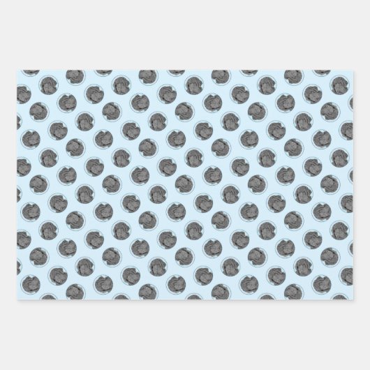 ニューファンド絵を描ランドの黒かわいいオリジナルドッグアート ラッピングペーパーシート (正面)