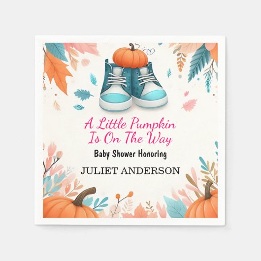 ニューファームピンクブルーボーホガールボーイ秋ベビーシャワー スタンダードカクテルナプキン (正面)