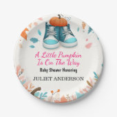 ニューファームピンクブルーボーホガールボーイ秋ベビーシャワー ペーパープレート (正面)