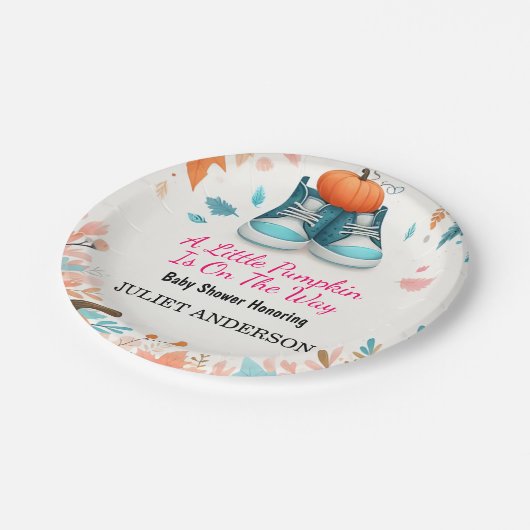 ニューファームピンクブルーボーホガールボーイ秋ベビーシャワー ペーパープレート (アングル)