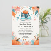 ニューファームピンクブルーボーホガールボーイ秋ベビーシャワー 招待状 (スタンド正面)