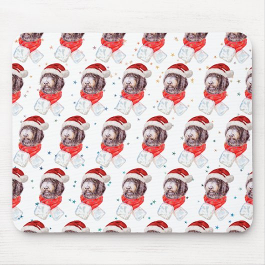 ニューフィプー犬のクリスマス星 マウスパッド (正面)