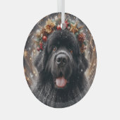 ニューフィーのクリスマスの渦巻き旋回とグリッター ガラスオーナメント (正面右)