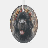 ニューフィーのクリスマスの渦巻き旋回とグリッター ガラスオーナメント (正面左)