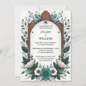 ニューフォレスト自然ガーデンプラントダークグリーン結婚ズ 招待状 (正面)