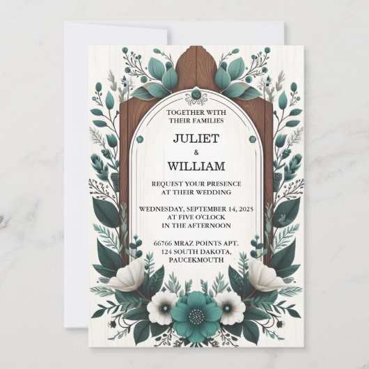 ニューフォレスト自然ガーデンプラントダークグリーン結婚ズ 招待状 (正面)