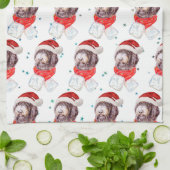 ニューフューポー犬がクリスマススターを育てる キッチンタオル (折り畳み)