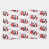 ニューフューポー犬がクリスマススターを育てる キッチンタオル (横)