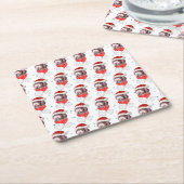 ニューフューポー犬がクリスマススターを育てる スクエアペーパーコースター (アングル)