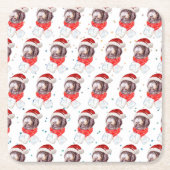 ニューフューポー犬がクリスマススターを育てる スクエアペーパーコースター (正面)