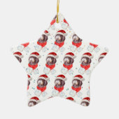 ニューフューポー犬がクリスマススターを育てる セラミックオーナメント (正面)