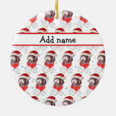 ニューフューポー犬がクリスマススターを育てる セラミックオーナメント (裏面)