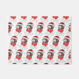 ニューフューポー犬がクリスマススターを育てる ドアマット