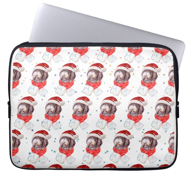 ニューフューポー犬がクリスマススターを育てる ラップトップスリーブ (正面)