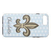 ニューフランスのオーリンズ(紋章の)フラ・ダ・リ&ブルー Case-Mate iPhoneケース (裏面(横))