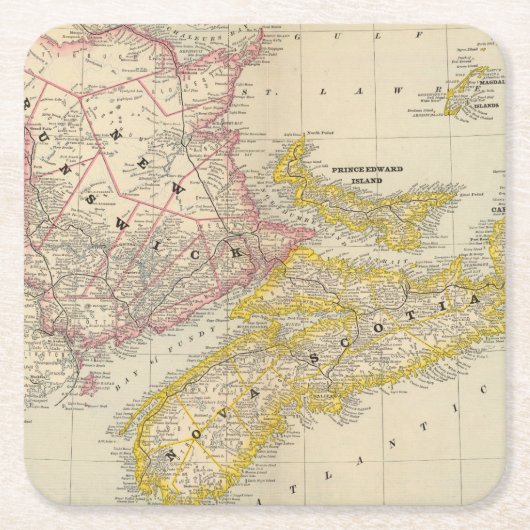 ニューブランズウィック、ノバスコシア スクエアペーパーコースター (正面)