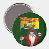 ニューブランズウィックCDN旗を持つサンタクロース マグネット (正面/裏面)