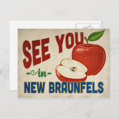 ニューブランフェルズテキサス州アップルヴィンテージトラベル ポストカード (正面/裏面)