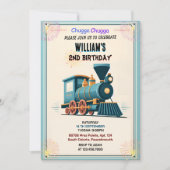 ニューブルーキッズボーイズヴィンテージツートレイン2nd誕生日 招待状 (正面)