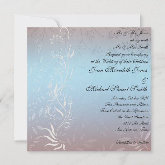 ニューブルー結婚式招待状 招待状 (正面)