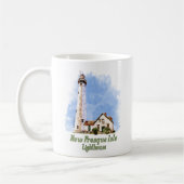 ニュープレスクアイルライトハウスウォーターカラー – ミシガン コーヒーマグカップ (左)