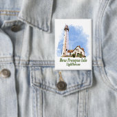 ニュープレスクアイルライトハウスウォーターカラー – ミシガン 缶バッジ (インサイチュ)