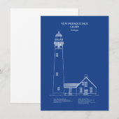 ニュープレスクアイルライトハウス – ミシガン州 – AD ノートカード (正面/裏面)