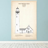 ニュープレスクアイルライトハウス – ミシガン州 – SBD キャンバスプリント (インサイチュ (ウッドフロア))