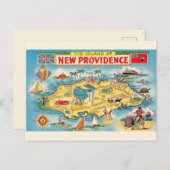 ニュープロビデンスバハマの地図 ポストカード (正面/裏面)