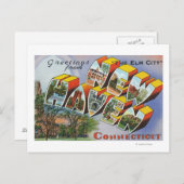 ニューヘブンからの挨拶， CT ポストカード (正面/裏面)