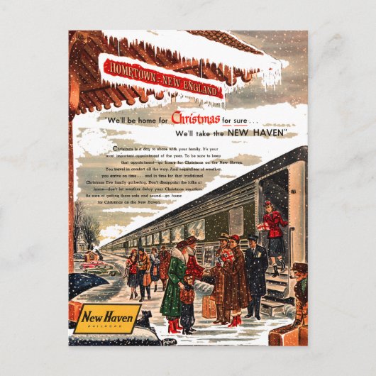 ニューヘブンの鉄道クリスマス1947年 シーズンポストカード (正面)