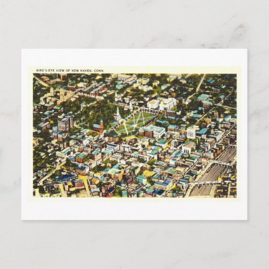ニューヘブンの鳥瞰図,コネチカット,ヴィンテージ ポストカード (正面)