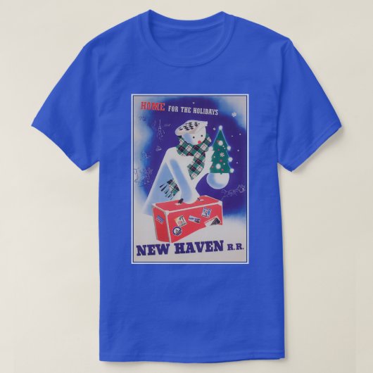 ニューヘブンコネチカットレトロヴィンテージトラベルポスター Tシャツ (デザイン正面)