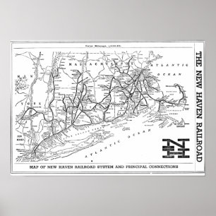 ニューヘブン鉄道1956年地図ポスター ポスター