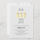 ニューベイビーお祝いシャワーパーティー　ボトルをポップしよう 招待状 (正面)