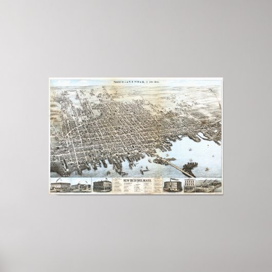 ニューベッドフォードマサチューセッツ市(1876) キャンバスプリント (正面)