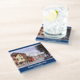 ニューベッドフォードマサチューセッツ絵画ニューイングランド ガラスコースター