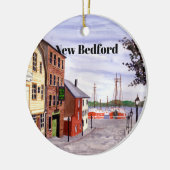 ニューベッドフォードマサチューセッツ絵画ニューイングランド セラミックオーナメント (左)