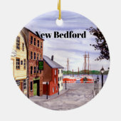 ニューベッドフォードマサチューセッツ絵画ニューイングランド セラミックオーナメント (裏面)